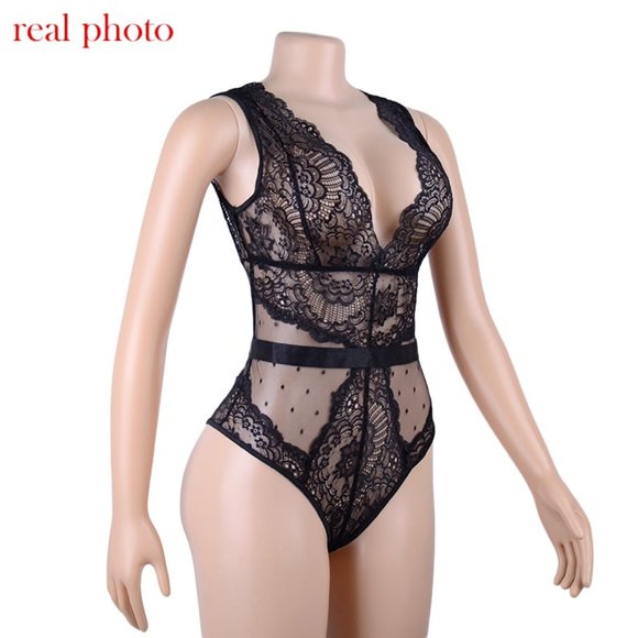 NWOT Black Lace Teddy Bodysuit - Picture 5 of 12